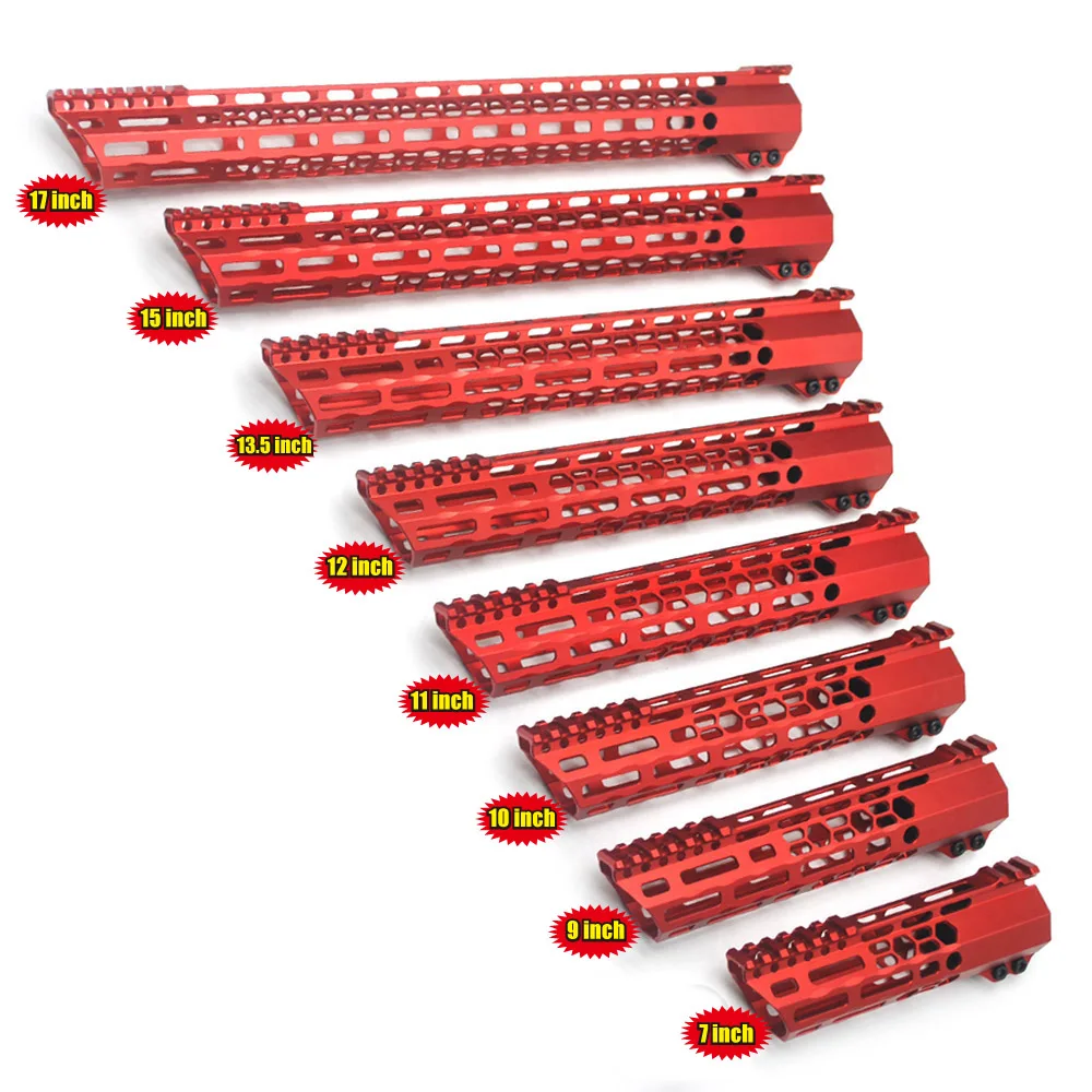 

Aplus Chinese Red Anodized_Unique Ultralight M-lok Clamping Handguard Rail Free Float Mount System 7/9/10/11/12/13.5/15/17''inch