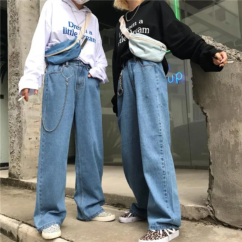 

2020 New High Waist Jeans Pants Women 2019 Boyfriend Jeans For Women Harajuku Denim Harem Pants Ladies Wide Leg Blue Jeans Pants