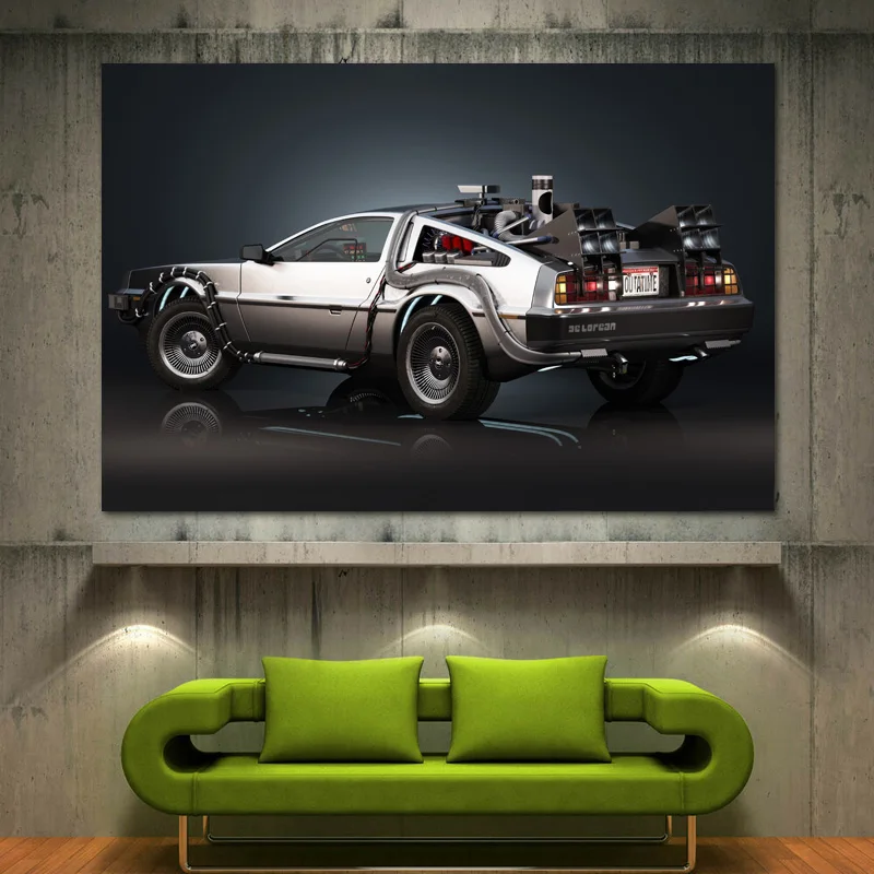 Классический автомобиль Delorean dmc 12 шелковая Картина на холсте настенное искусство
