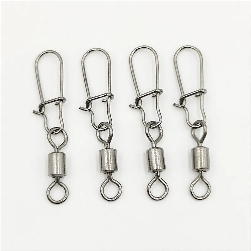 

50pcs Carp Fishing Accessories Connector Pin Bearing Rolling Swivel Stainless Steel Snap Fishhook Lure Swivels Jig Head Tackle