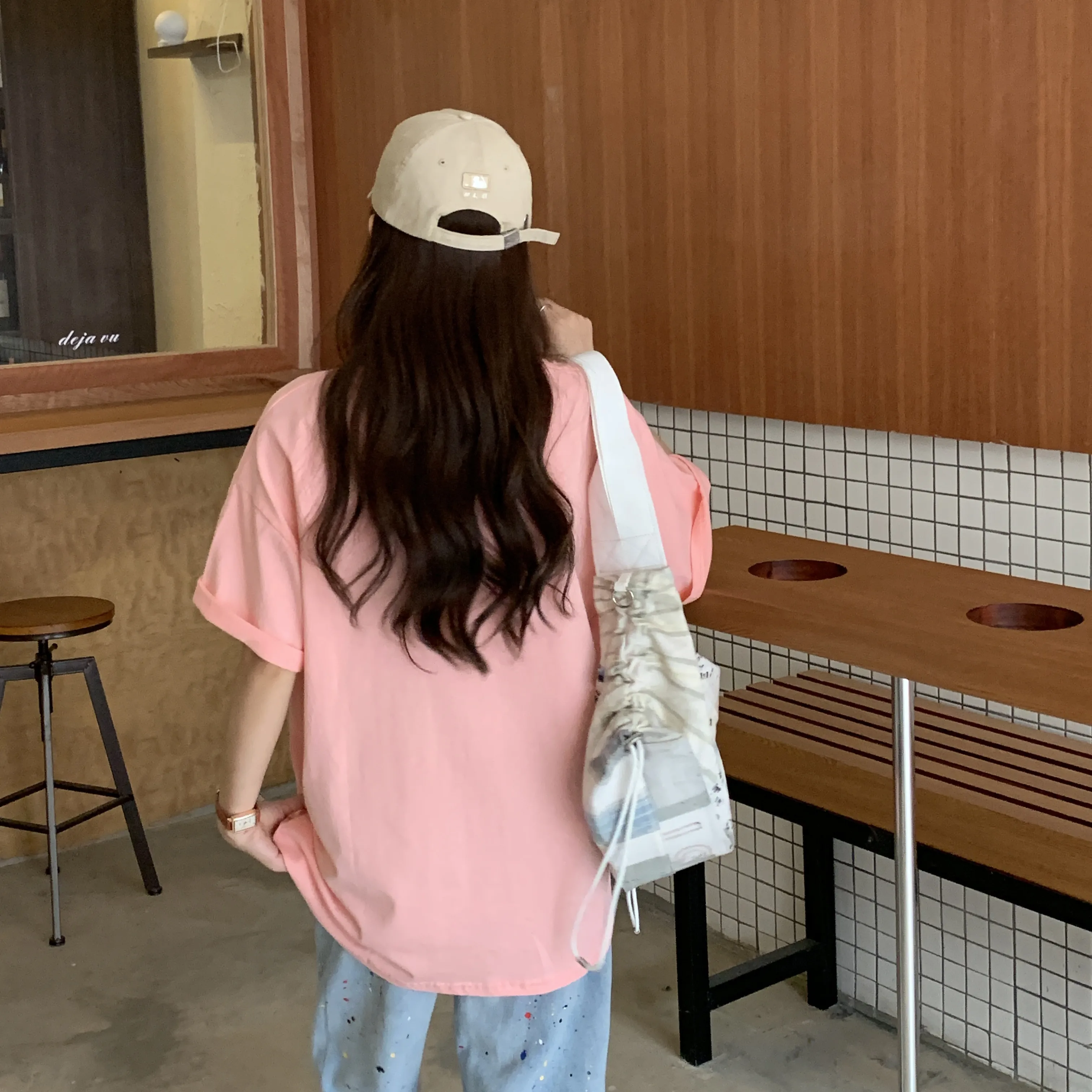 

Houthion Women's Oversized T-shirt Crop Top Printed Tees New Short Sleeve Tops Cotton Lady T Shirt Loose Plus Size Tshirt