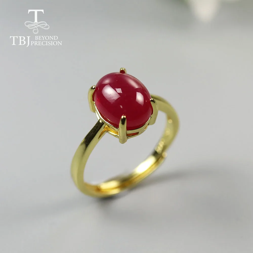 

TBJ,simple ruby oval 8*10mm Gemstone Ring 3.5ct real gemstone jewelry 925 sterling silver gift for women daily wear