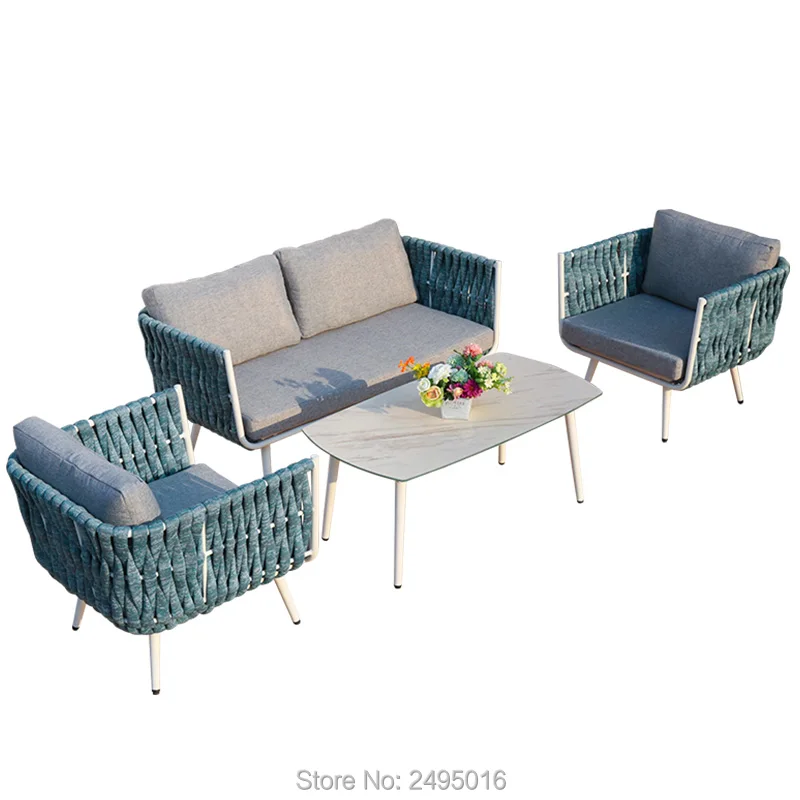 4 шт патио мебель комплекты любую погоду EQ веревка глубокие посадочные места