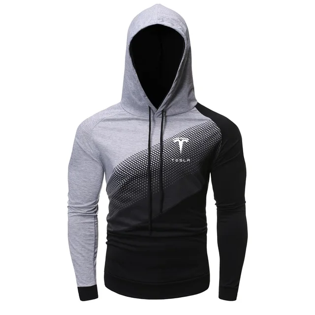 

Fashion Men Color Patchwork Hoodie 2021 New Tesla Long Sleeve Pullover Hoodie Sweatshirt Autumn and Winter Mens Clothing gt