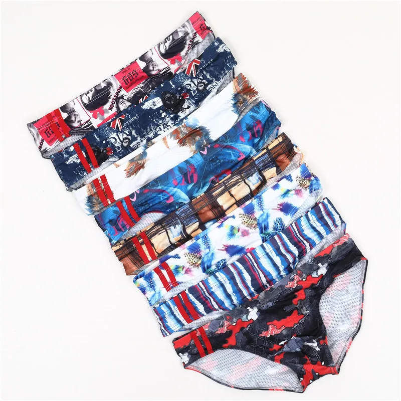 8PCS Men Briefs Print New Style Men's Underwear Briefs Sexy Jockstrap Men Underpants Low Waist Comfortable Breathable Briefs
