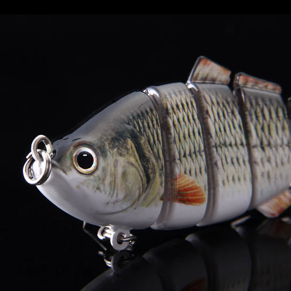 

3D Eyes Multi Sections 6 Segments Fishing Lure Treble Hook Plastic Simulation Fake Fishing Bait