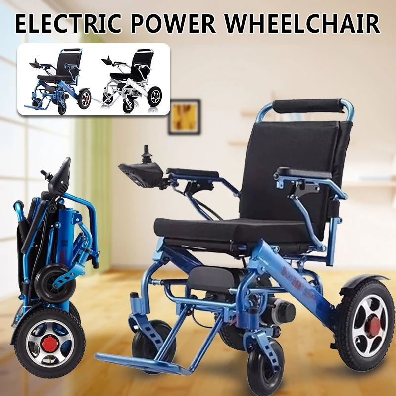 Легкая портативная складная инвалидная коляска с электроприводом для пожилых