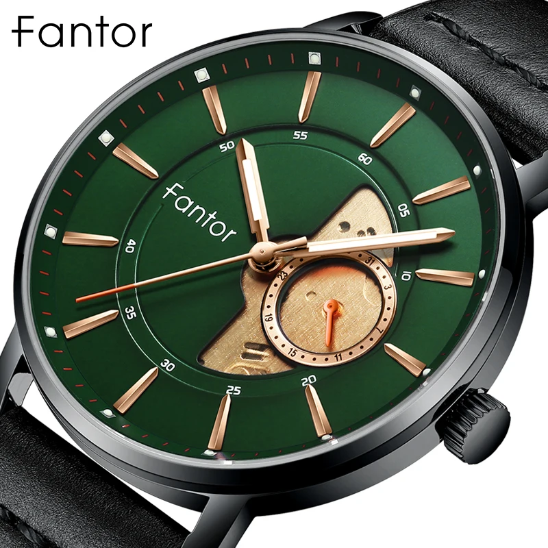 Marca de Luxo Relógio de Pulso Relógios de Couro para Homens Preço por Atacado Fantor Casual Green Whatch Masculino 2021 Quartzo Men