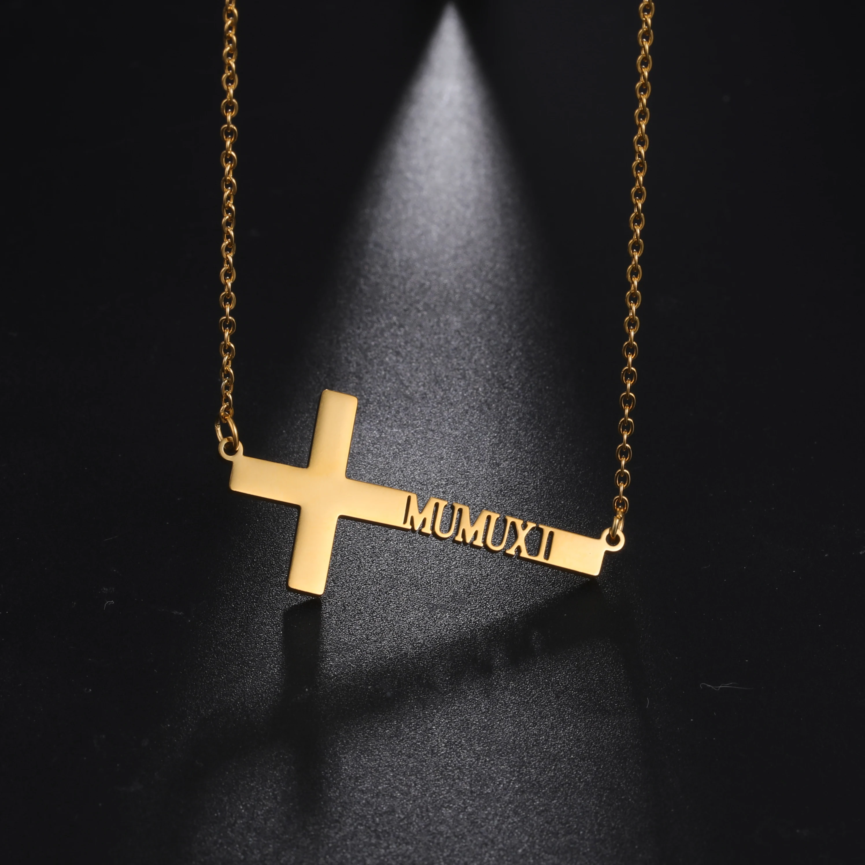 

Sipuris Custom Cross Name Necklace Stainless Steel Personalized Name Pendant Necklace For Women Men Fashion Unique Jewelry Gifts