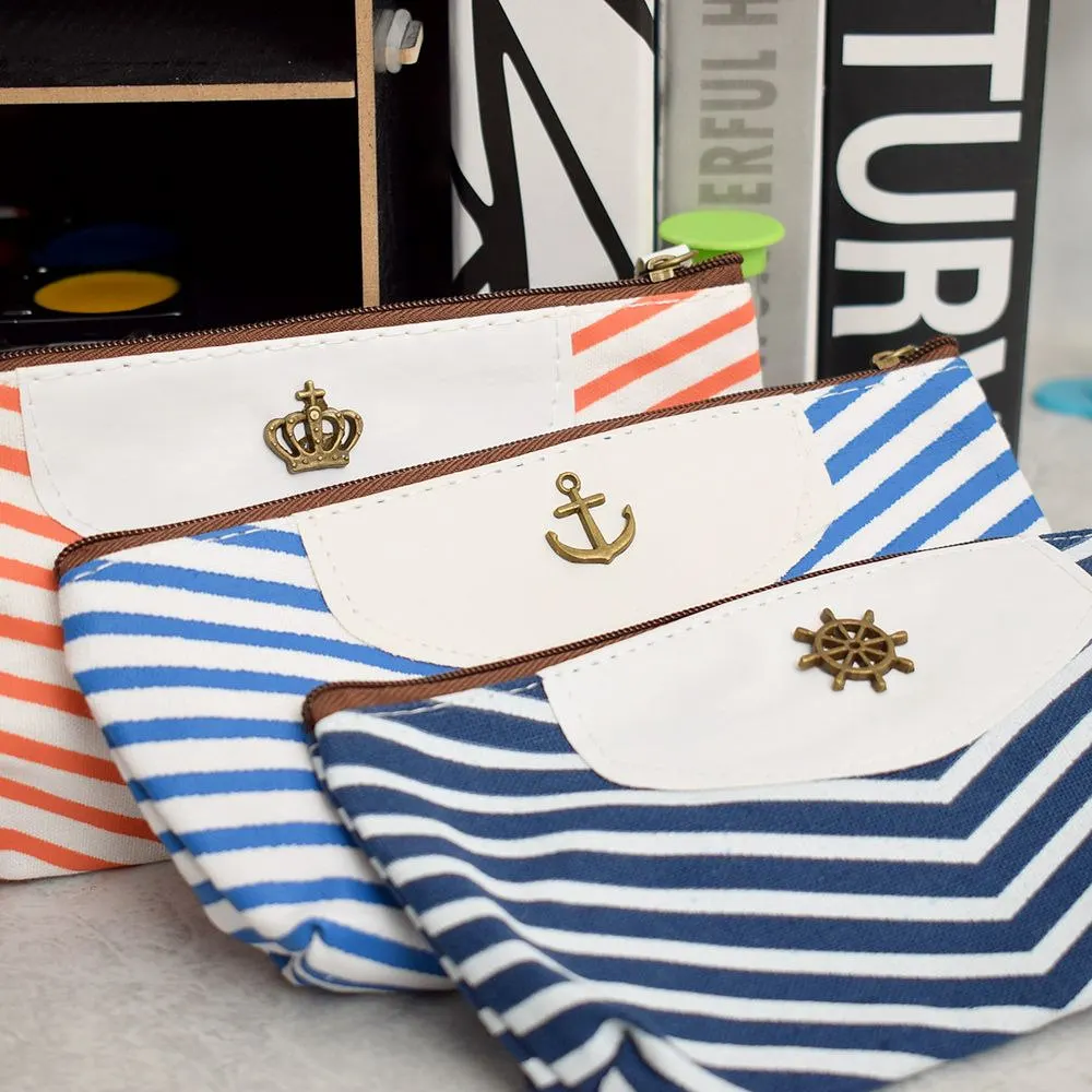 

New Navy Canvas Pencil Case School Large Capacity Pencilcase For Student School Pencils Box Pouch Stationery Supplies