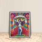 Постер Сарасвати, богиня музыки, мини-принт, психоделический алтарь, искусство, языческая мифология, Психоделическое богемское искусство, цыганская богиня