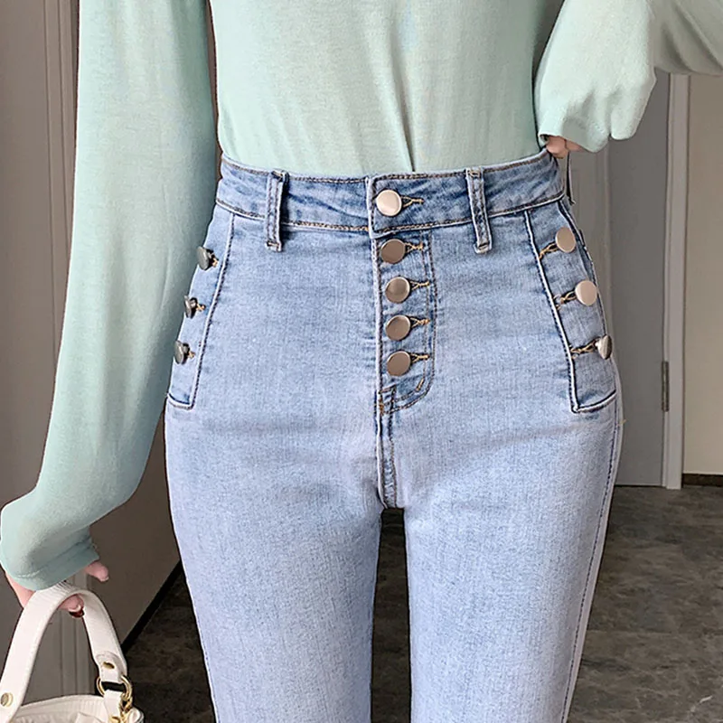 Женские узкие джинсы genayua синие эластичные с высокой талией для мам в стиле