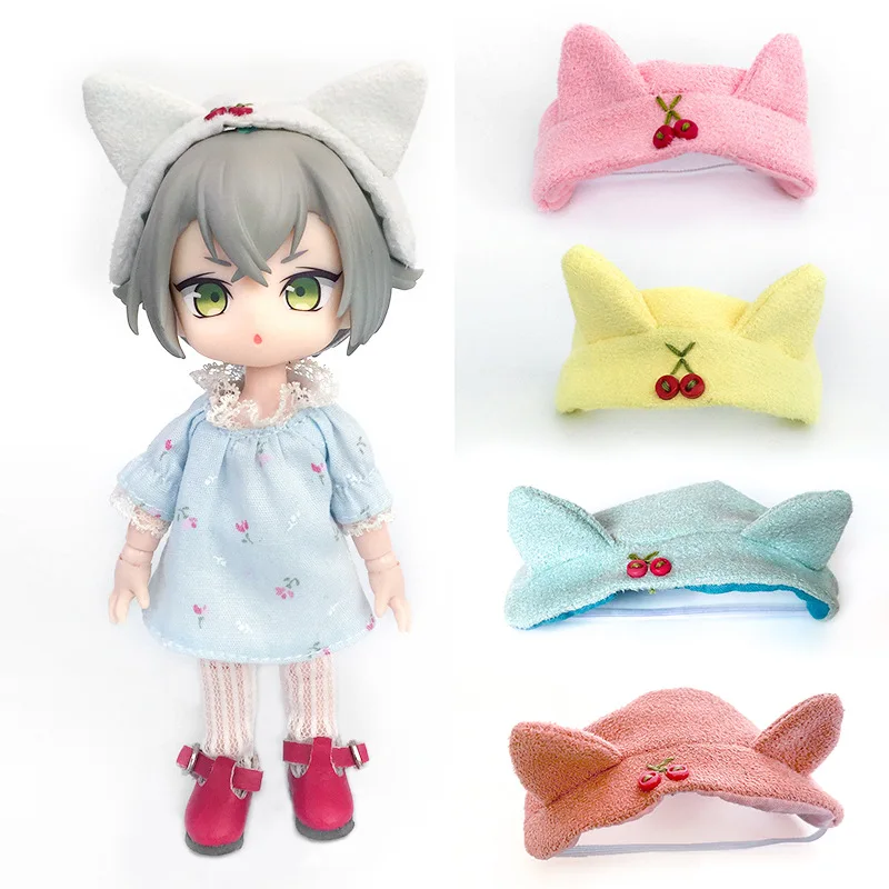 

New 16cm BJD Ob11 Doll Clothes Cat Ear Headdress Hat 1/12 Doll House GSC Obitsiu 11 Universal Accessory Kawaii DIY Gifts