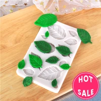 12pcs rose leaf silicone mold leaves cupcake topper fondant molds diy cake decorating tools candy clay chocolate gumpaste mould