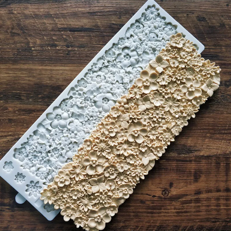 Цветок Большие размеры силиконовая форма DIY fondant(сахарная) торт подходит для мягких конфет, высыхает на воздухе формовочная глина, воск, мылом и смолы
