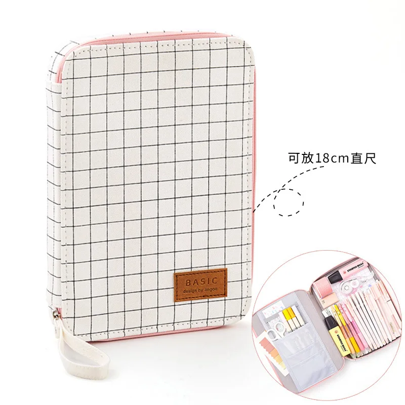 Style 13 - Grid Школьный чехол-карандаш Kawaii Cat Dog для девочек и мальчиков, сумка для ручек, Большой корейский чехол-пенал для IPAD, канцелярский Чехол-пенал, принадлежности - Цвет: Style 13 - Grid