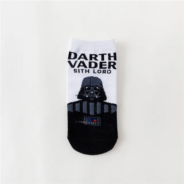 Darth Vader 1 Звездные войны мужские хлопковые короткие носки Дарт Вейдер C3PO робот солдат Чубакка тонкий срез горячий Забавный повседневный спортивный мужской тонкий - Цвет: Darth Vader 1