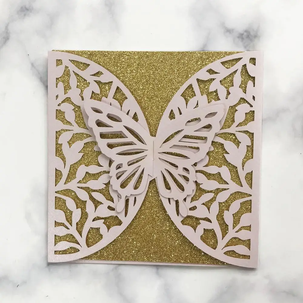 12 шт 3D бабочки пригласительные карты из Жемчужной бумаги полые Lavce Свадебный