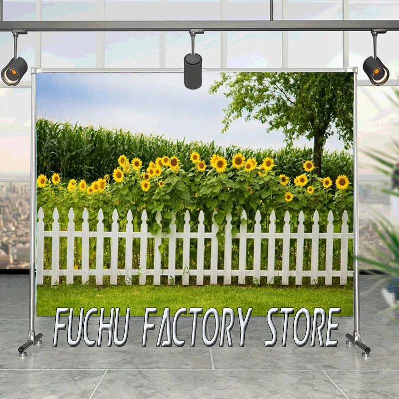 

Blue Sky White Clouds Sunflower Cornfield Scenery Picture Background Studio Photography Photo Cloth Can Be Customized Backdrop