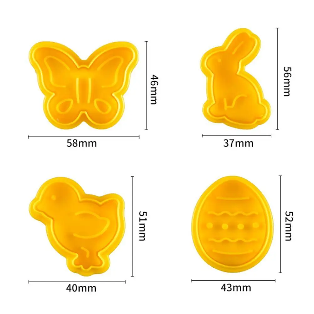 

4Pcs / Set Cookie Cutter Cake Cartoon Baby Toy Decor Sugar Paste Loaf Plunger Fondant Cutter Tool Random Color Mold