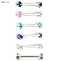 leosoxs 2pcs hot sale stainless steel eyebrow nail 4mm round body piercing jewelry