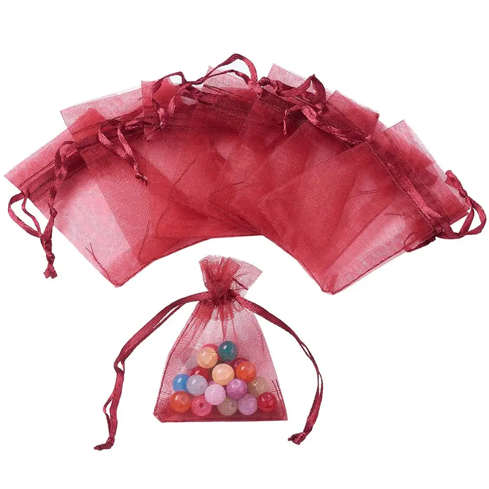 

100pcs/lot 7x5cm(2.75"x1.96") 7 Color Organza Gift Bags Pouches for Christmas Valentine Festival Mother's Day Presents Packaging