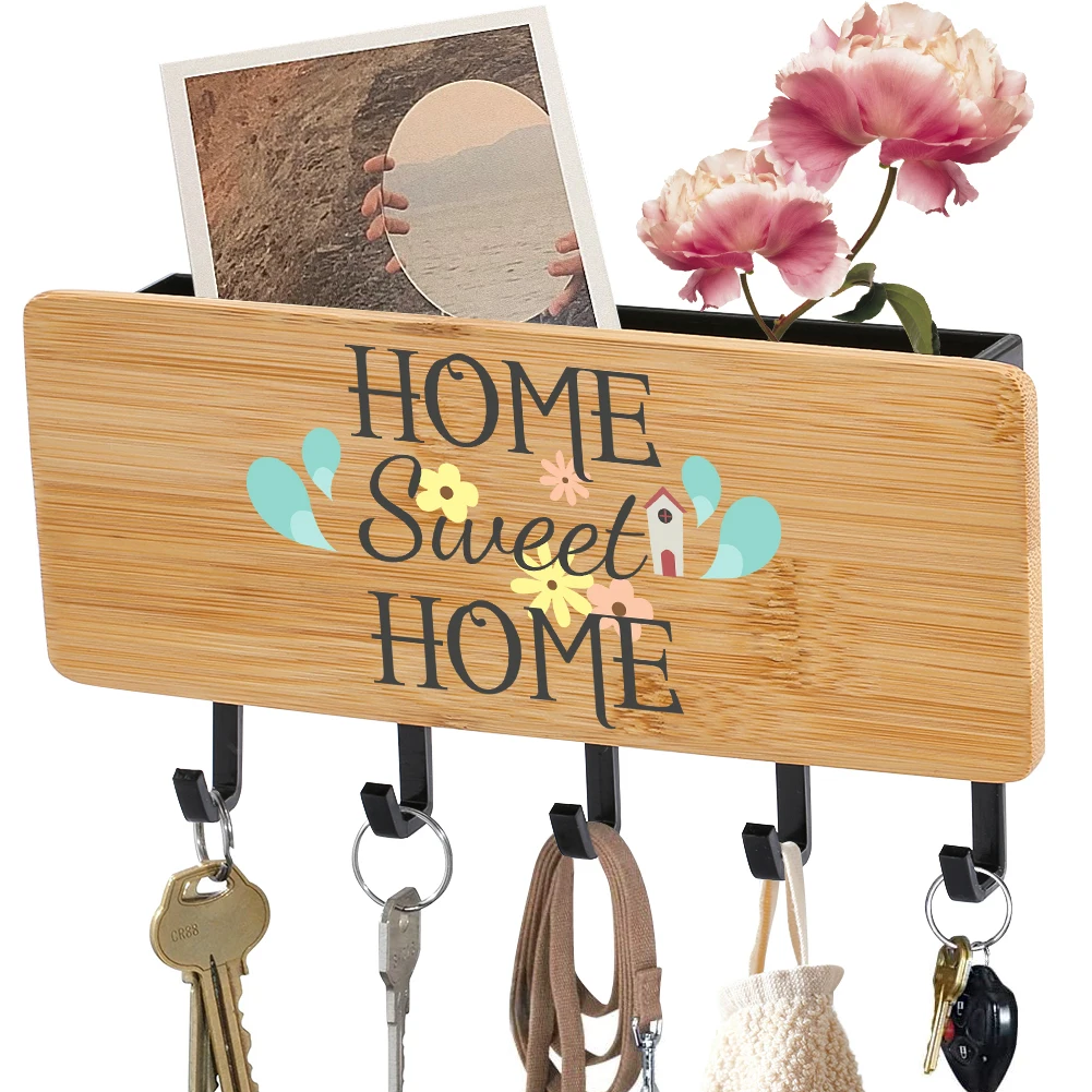 

Sweet Home Wall Wood Key Hanger Bedroom Door Keys Holder Home Hallway Storing Envelopes Box Decorative House Key Rack