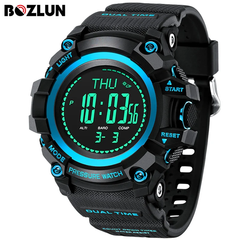 

Bozlun модные умные часы с браслетом, мужские многофункциональные спортивные часы 3ATM для альпиниста, альтиметр, барометр, термометр, фитнес
