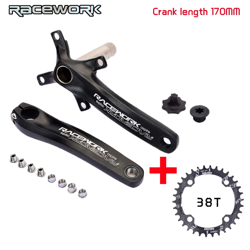 RaceworAluminiumlegierung Fahrrad Kurbel Kettenrad Berg Fahrrad Innenlager Kurbel рифленый диск MTB 104BCD велосипед Teil - Цвет: black 170 38T