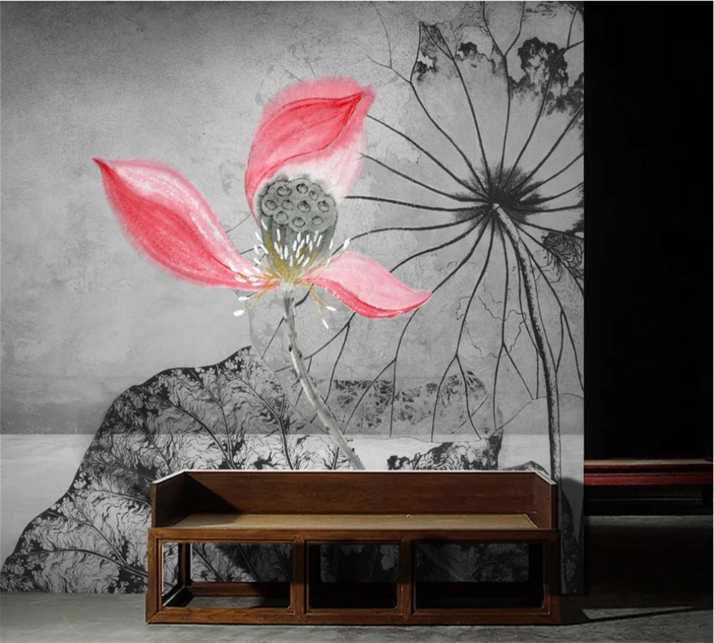 3D обои на заказ настенные абстрактные с изображением листьев лотоса |