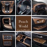 car peach wood interior moulding door bowl window lift switch cover trims console gearbox accessories for honda cr v 2017 2021