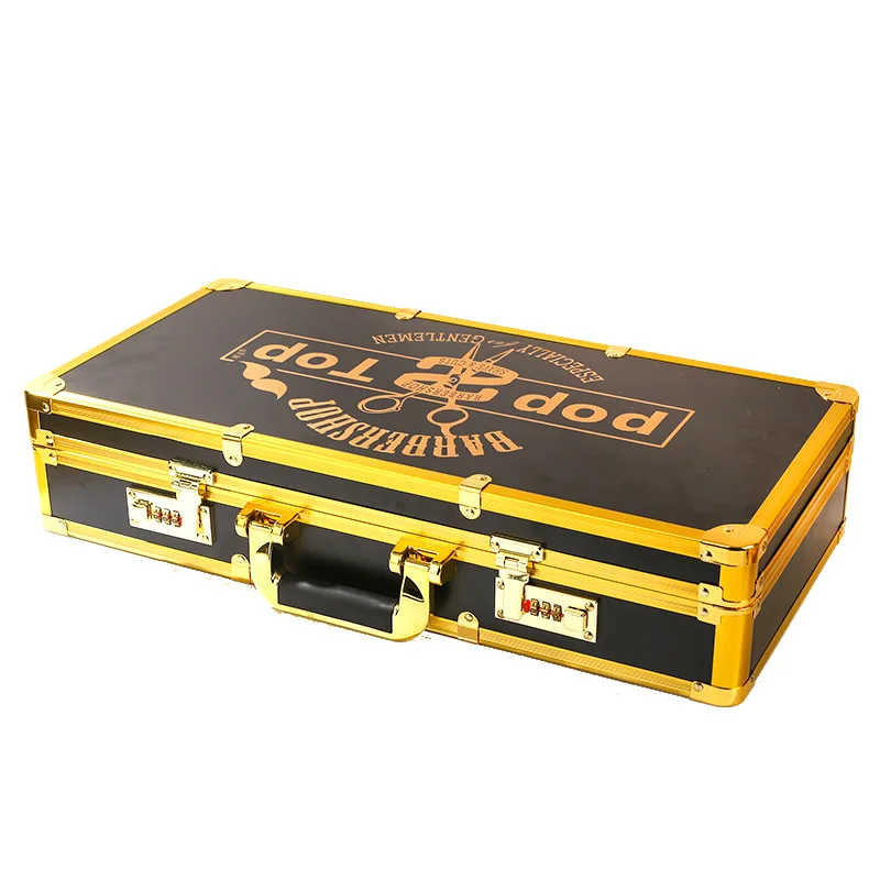 

BarberShop box Stylist Black & Gold Aluminum Frame & Lock Case for Clipper,scissors,Shear,hair drier