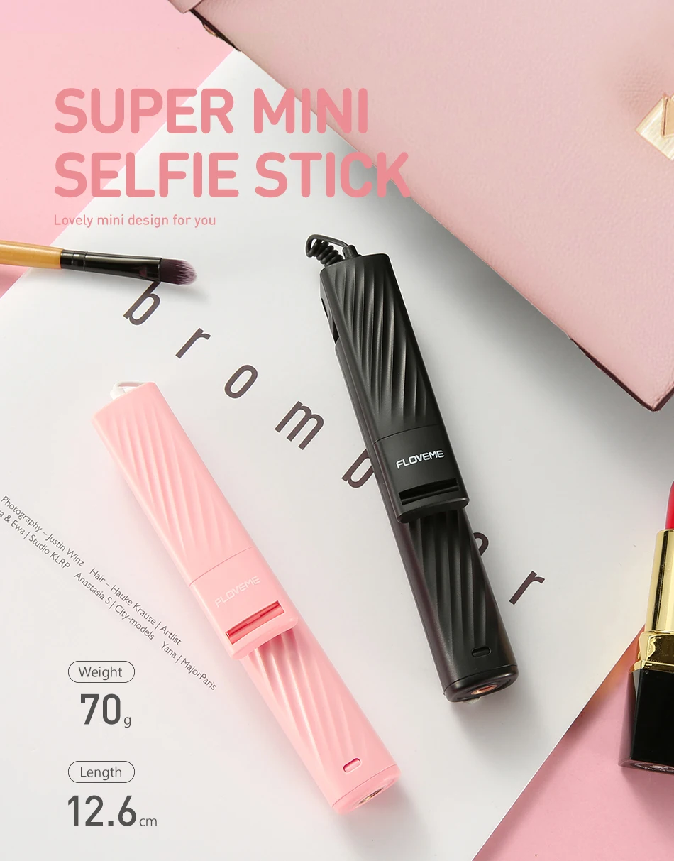 FLOVEME Мини Проводная селфи-Палка для iPhone 7, 8 Plus, X, XS, Max, XR, выдвижная палка для селфи, монопод для освещения камеры