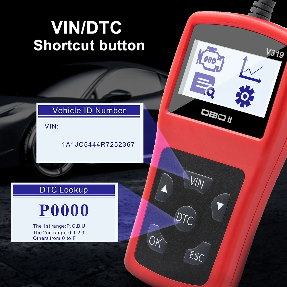 Автомобильный диагностический инструмент OBD2 считыватель кодов OBD V319 ELM327