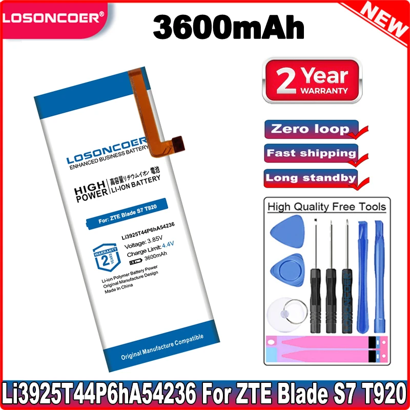 Аккумулятор LOSONCOER Li3925T44p6hA54236 3600 мАч для батарей ZTE Blade S7 T920 | Мобильные телефоны и