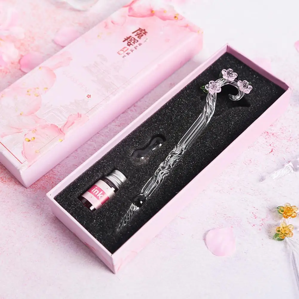 Juego de bol&iacute;grafos de escritura multicolor respetuosos con el medio ambiente, pluma de cristal para escribir, f&aacute;cil de usar, dise&ntilde;o de flores, para regalo para estudiantes, 1 Juego-0