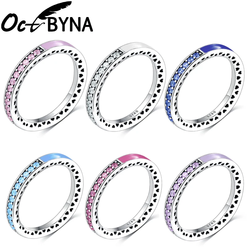 Octbyna классическое хит продаж серебряное 7 цветов s Сияющее Кольцо со стразами для