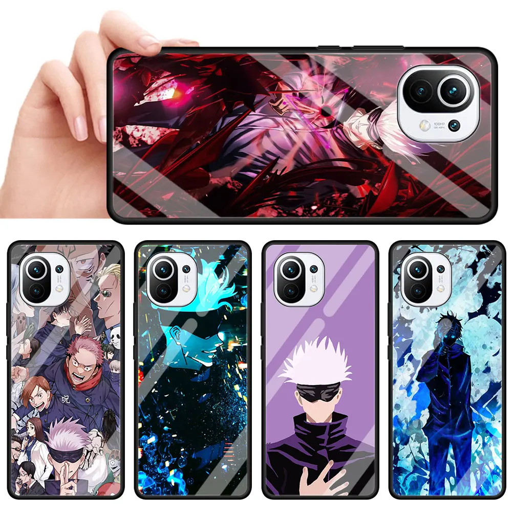 

Anime Jujutsu Kaisen Phone Case For Xiaomi Mi Note 10 11 10T Lite 9T Pro 5G 11 Ultra CC9 CC9E 11i Tempered Glass Cover Funda