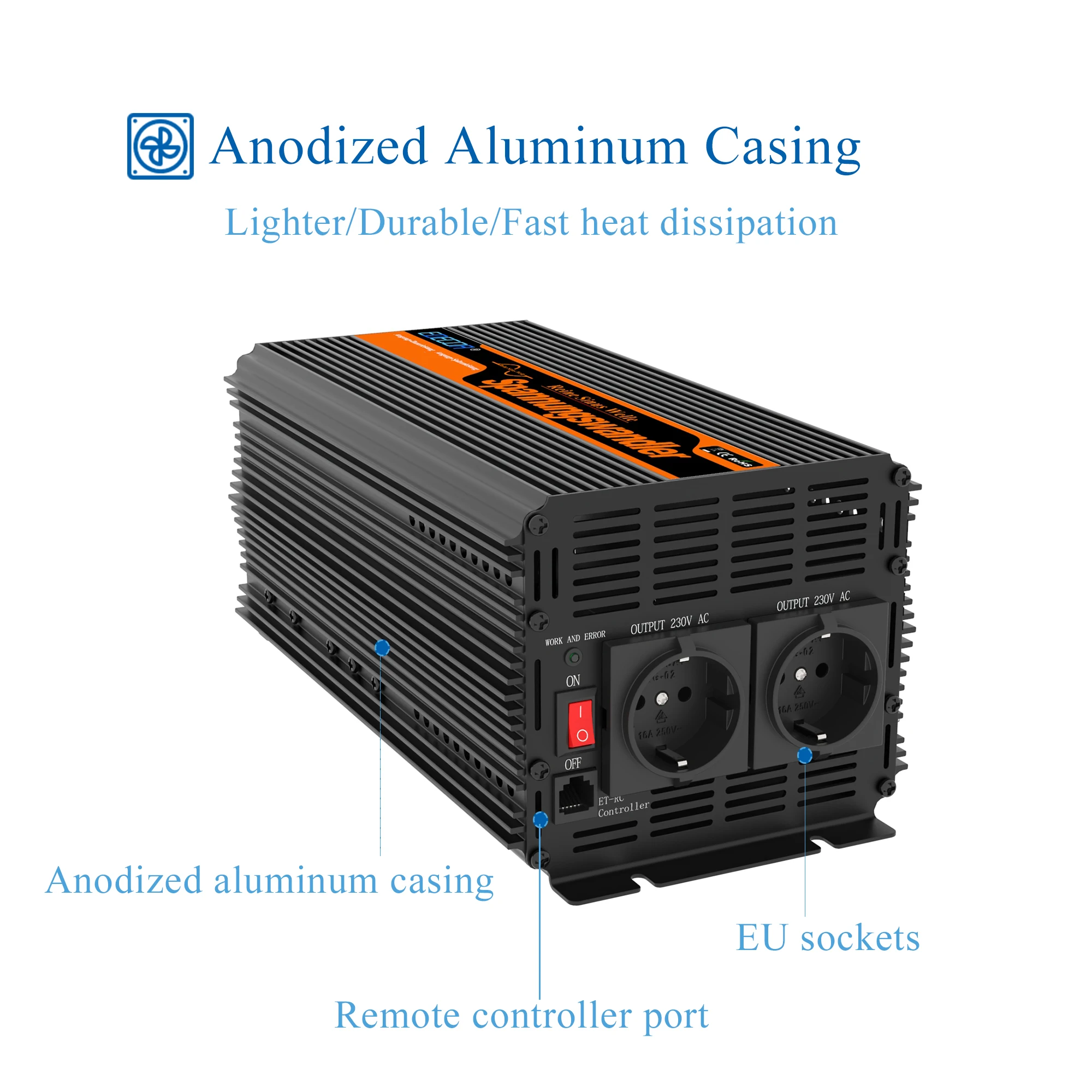 Новое поступление 2500 Вт EDECOA 5000 Чистая синусоида Инвертор DC/AC 12V AC 220V 230V ЖК дисплей