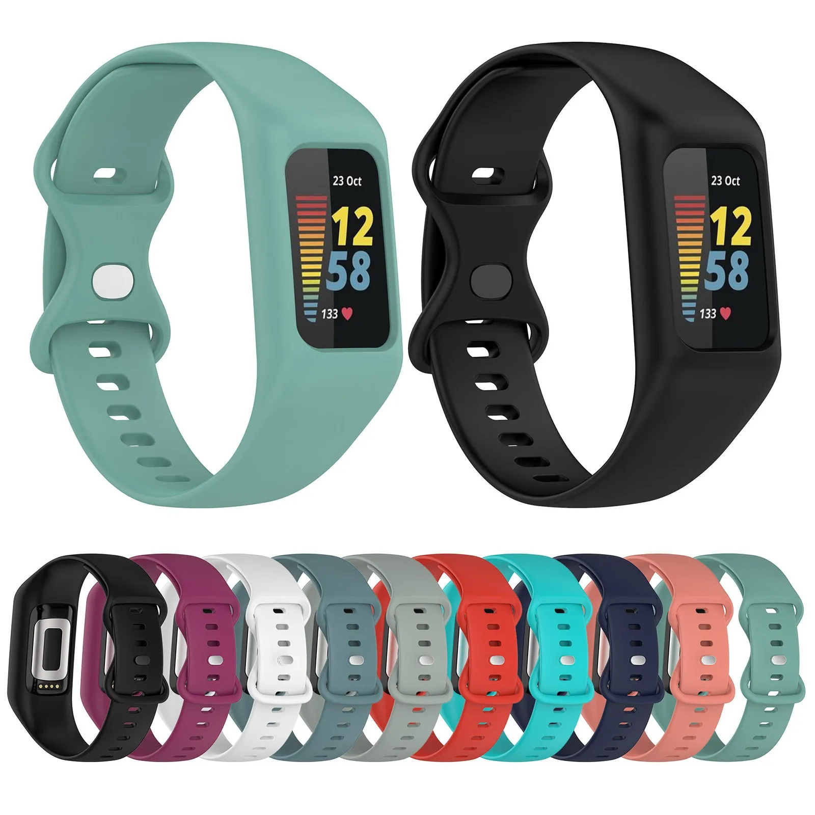 Силиконовый ремешок для Fitbit Charge 5 часов мягкий цельный спортивный сменный
