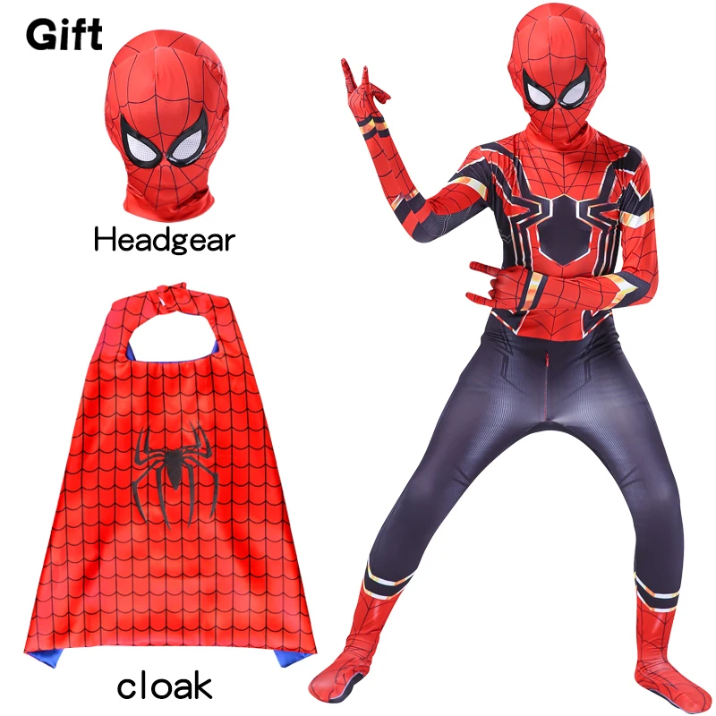 

Костюм Человека-спайдербоя с маской на Хэллоуин для детей и взрослых, железные стихи, Майлс Моралес, супергерои, костюм для косплея, зентай