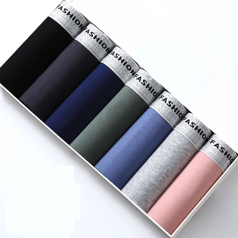 

7PCS/LOT Men's Underwear 100%Cotton Boxers Man Breathable Panties Solid Shorts Homme Male Panties Cotton Brand Underpants