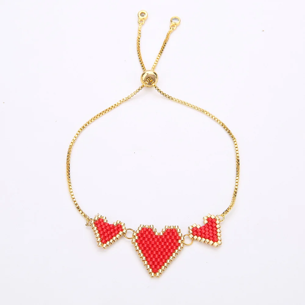 

YAUKIA Miyuki Bead Bracelet Heart-shaped For Women Armband Pulseras Mujer Bohemian Tassel Handmade Woven 2021 Fashion Jewelry