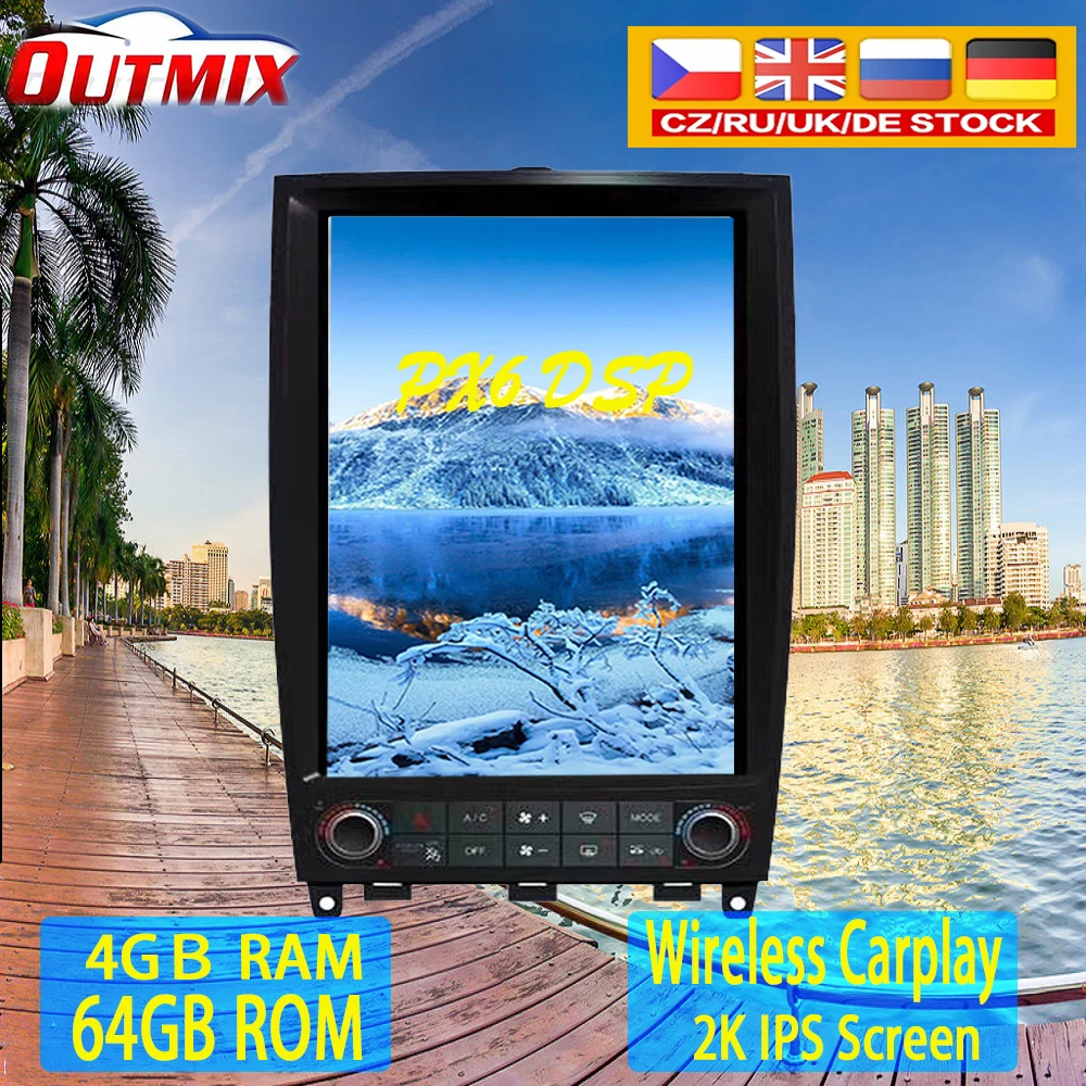 

4+64GB Tesla Style Andriod 9.0 PX6 Car GPS Navigation For Infiniti EX25 EX35 QX50 2009+ Auto Radio Head Unit Multimedia Player