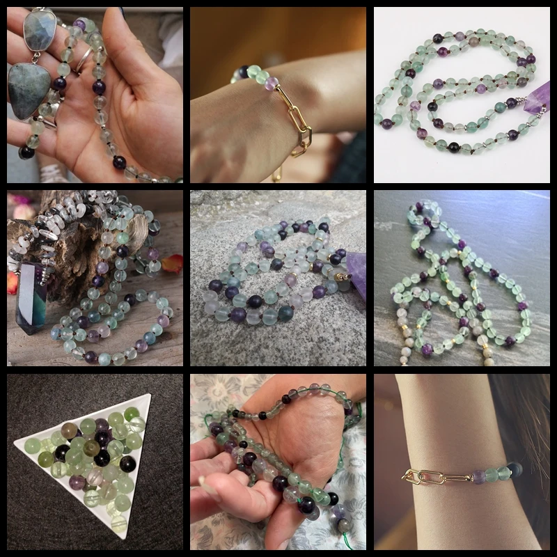 4 6 8 12mm Natural Stone Colorful Fluorite Frosted Beads Matte Round Loose For Jewelry Making Fit DIY Bracelet | Украшения и