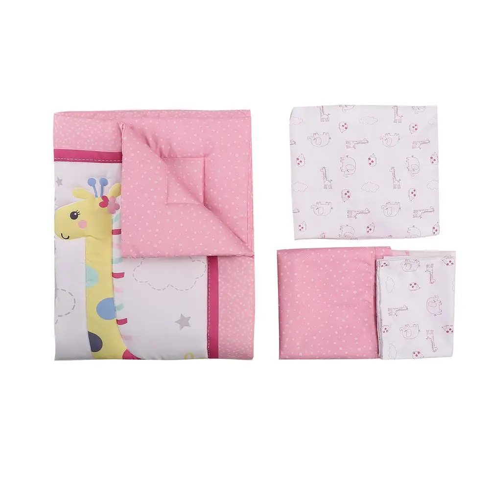 

3pcs Cot Bedding Set Crib Kit 130*70cm Infant Bed Set Animals Theme Cot Bedding Set Girls Boys Crib Quilt Bed Sheet Crib Skirt