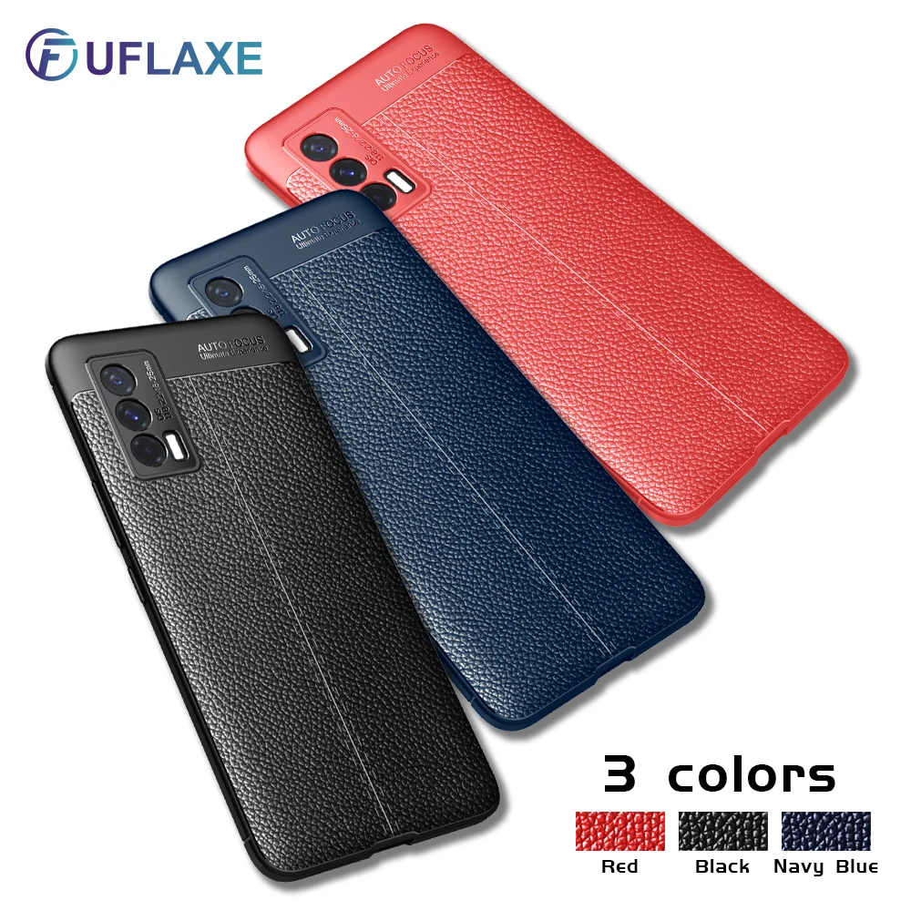

UFlaxe Soft Silicone Shockproof Case for Vivo iQOO Neo 5 Litchi Texture Ultra-thin Cover iQOO 5 7 Pro