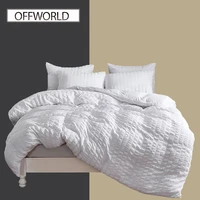offworld duvet cover 100 washed microfiber seersucker fabric textured set with zipper closure luxury hotel quality bedding set