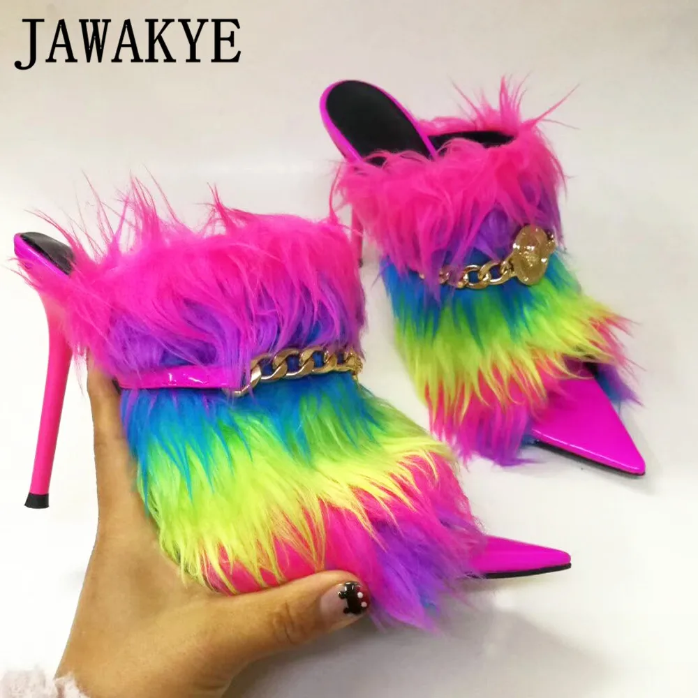 Женские мюли на высоком каблуке пикантные шлепанцы дизайнерские сандалии с