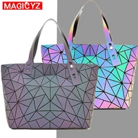 womens large capacity holographic laser handbag irregular geometric luminous girl shoulder bag laptop office big bag